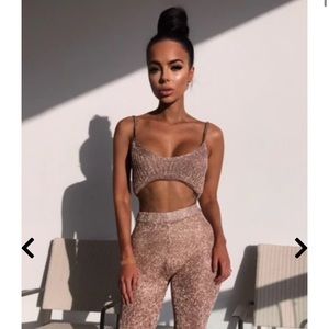 Serena Metallic 2 piece Rose Gold set